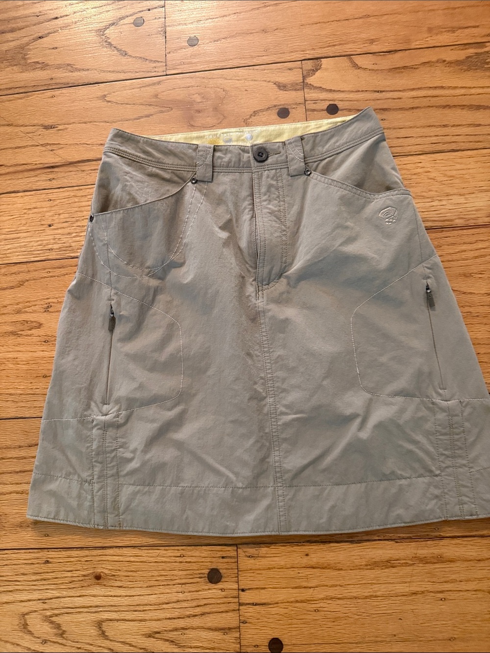 Mountain Hardwear Light Gray Midi A-Line Skirt with Zip Pockets